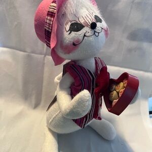 Annalee Sweetheart Valentines White and Pink Mouse Doll